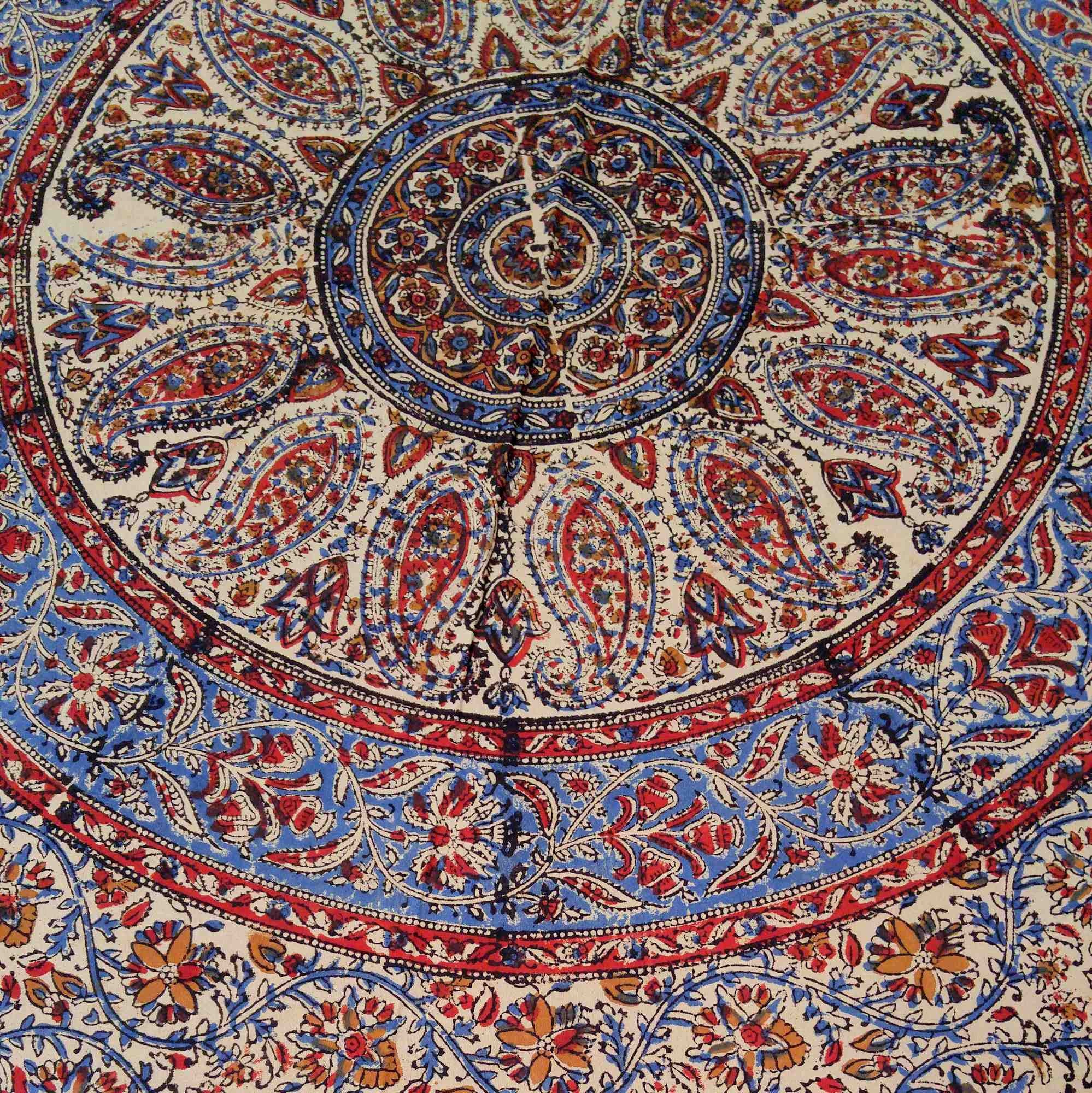 Block Print Kalamkari Paisley Tablecloth for Rectangle Square Round Table Cotton - Sweet Us