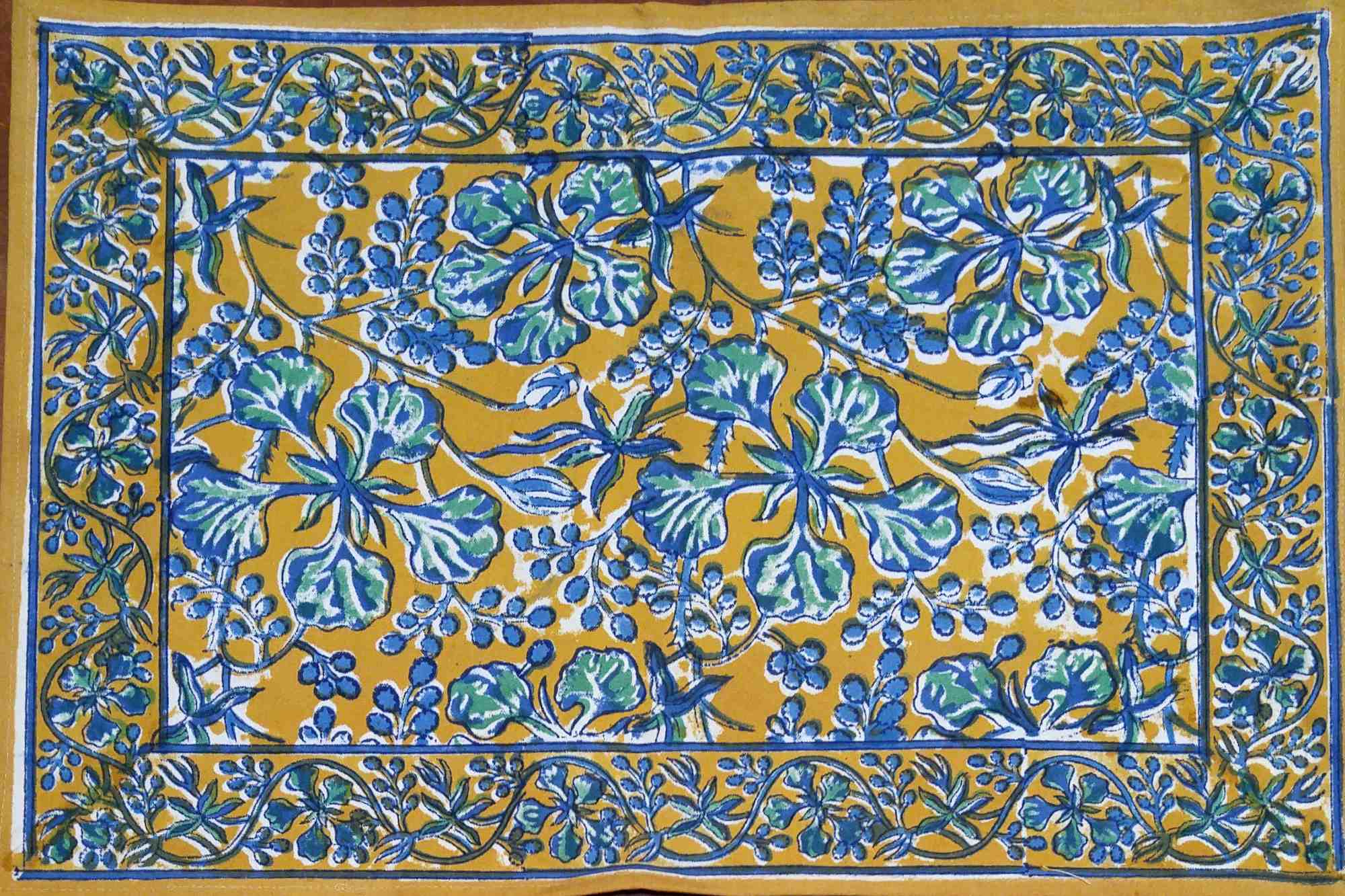 Floral Berry Block Print Cotton Round Tablecloth Rectangular Brown Square Linen - Sweet Us