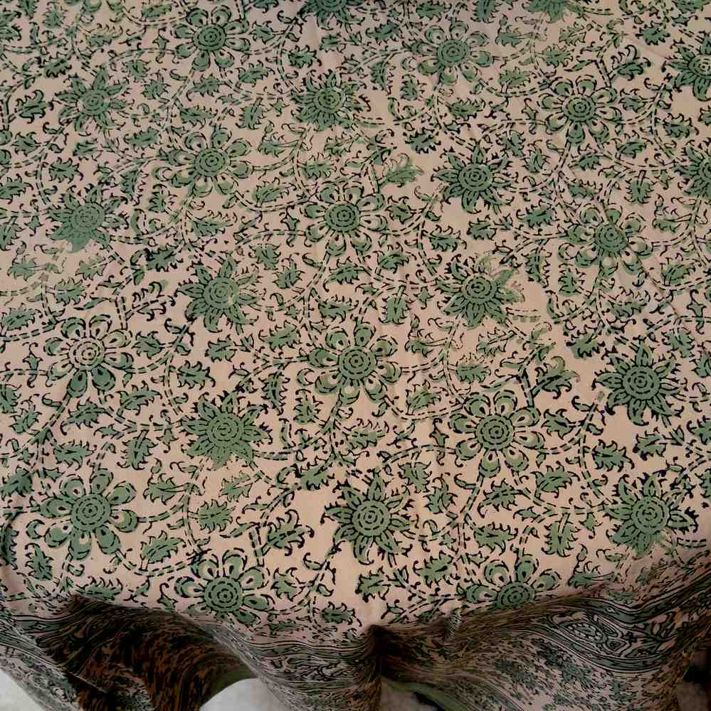 Block Print Tablecloth for Dining, Kitchen Cotton Floral Table Linen Collection - Sweet Us