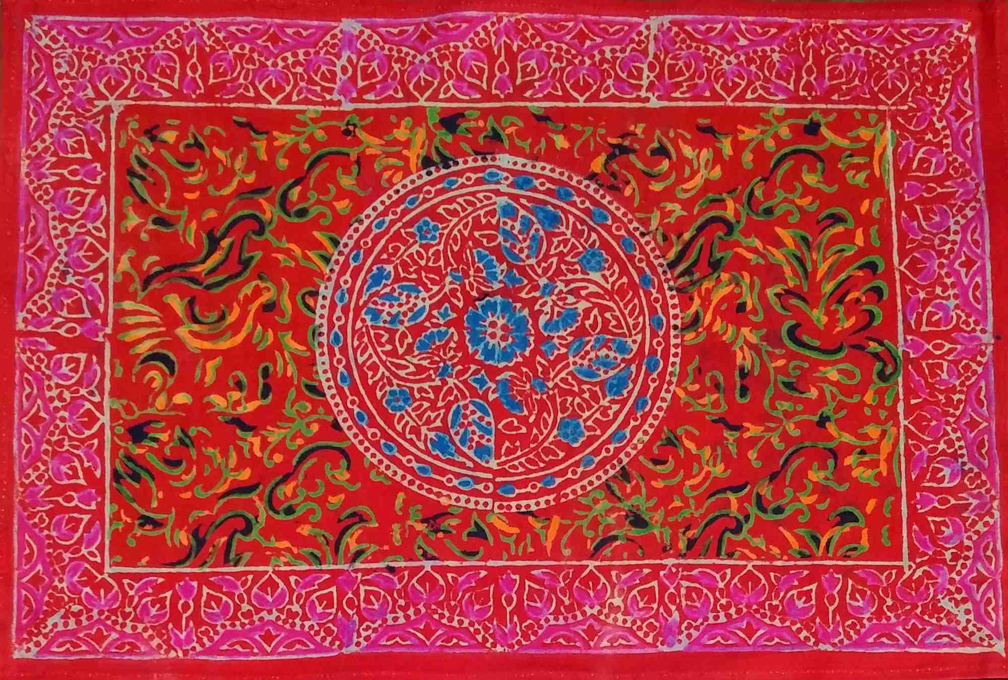 Block Print Tablecloth Rectangle Square Round Tables Floral Sanganer Cotton Red - Sweet Us