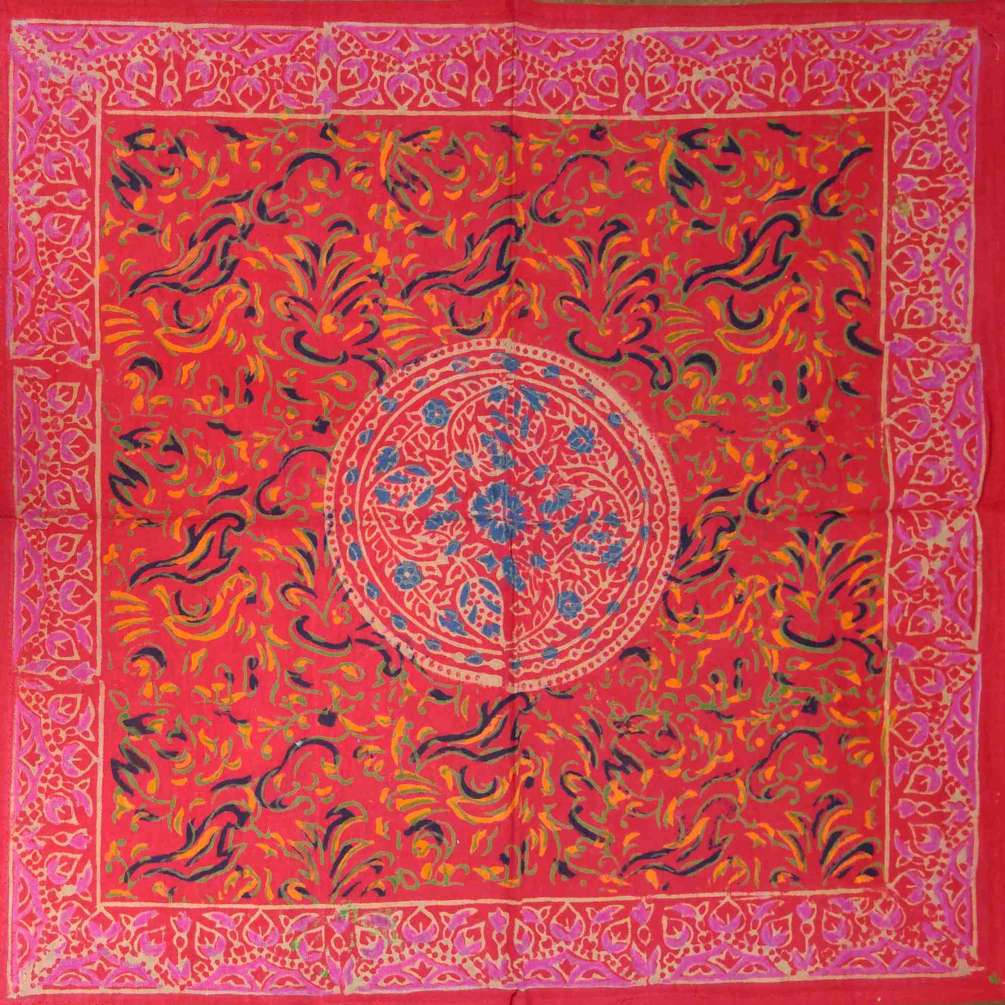 Block Print Tablecloth Rectangle Square Round Tables Floral Sanganer Cotton Red - Sweet Us