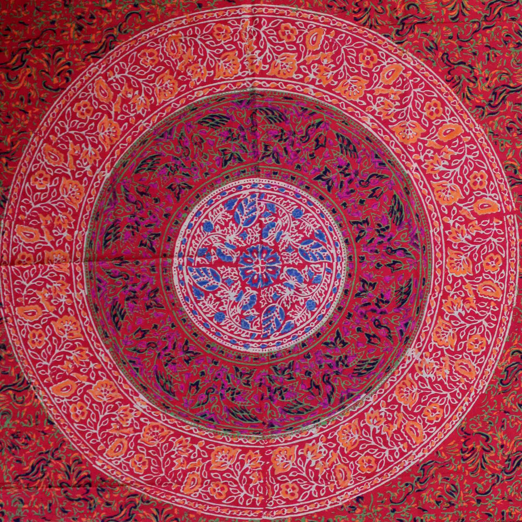 Block Print Tablecloth Rectangle Square Round Tables Floral Sanganer Cotton Red - Sweet Us