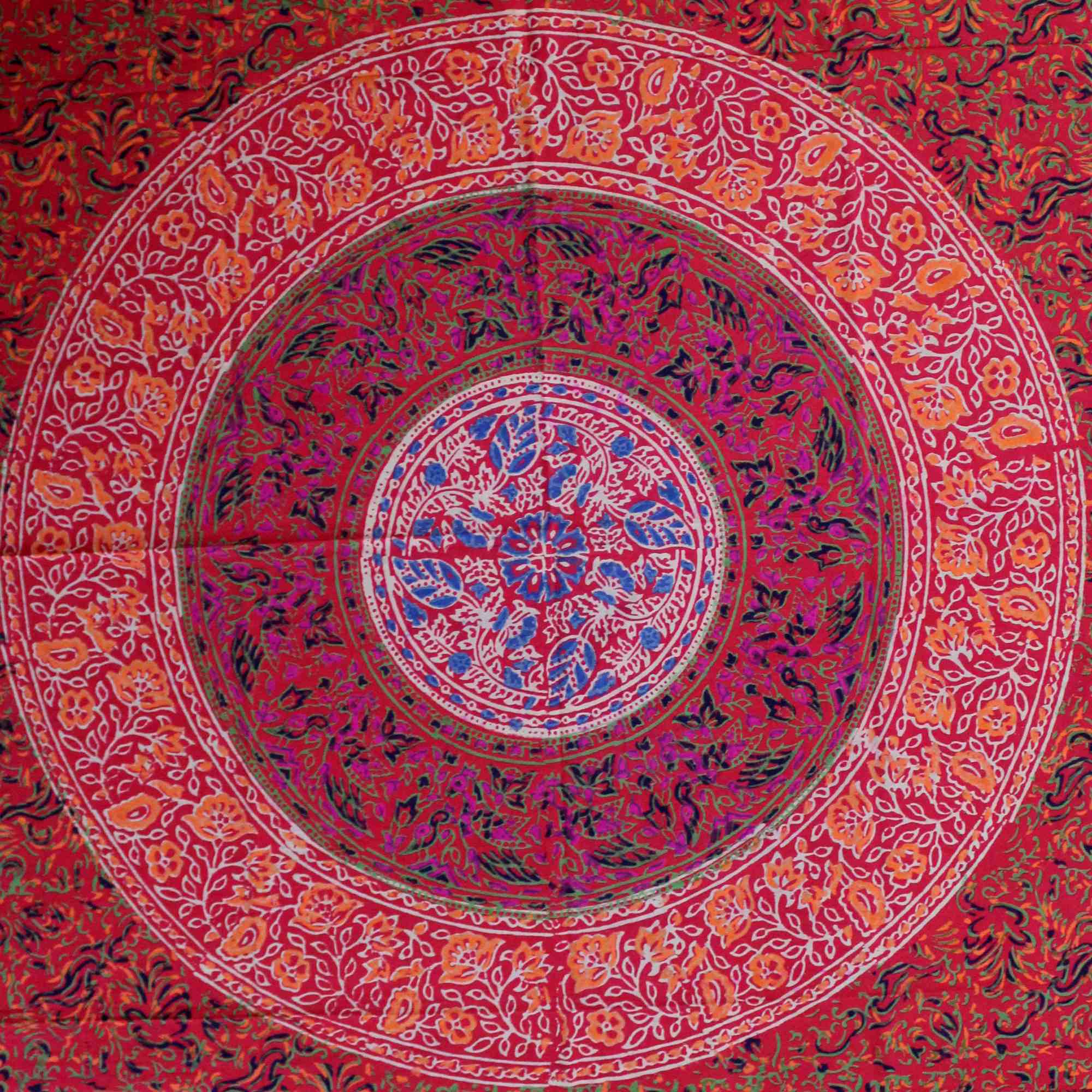 Block Print Tablecloth Rectangle Square Round Tables Floral Sanganer Cotton Red - Sweet Us