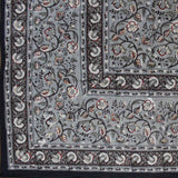 Floral Block Print Cotton Round Tablecloth Rectangle 60x90 Gray Brown Squ Linen - Sweet Us
