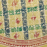 Hand Block Print Cotton Floral Tablecloth Round, Rectangular, Square Beige Green - Sweet Us