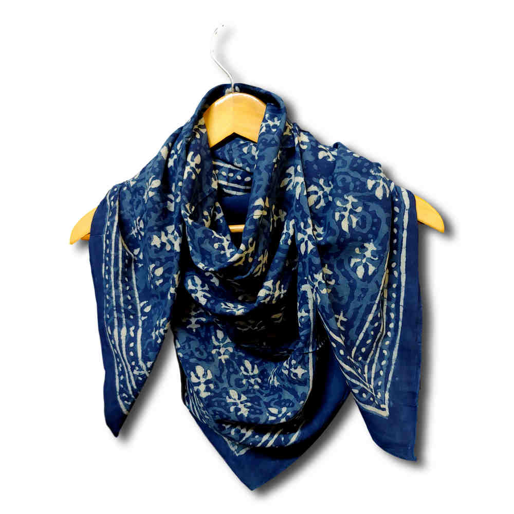 Large Cotton Block Print Dabu Summer Scarf for Women Lightweight Soft Sheer - Sweet Us