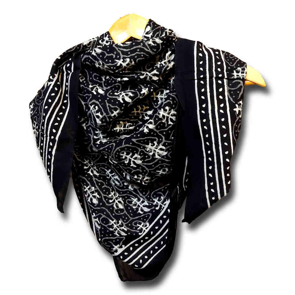 Large Cotton Block Print Dabu Summer Scarf for Women Lightweight Soft Sheer - Sweet Us