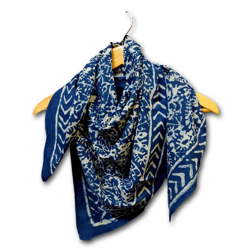 Large Cotton Block Print Dabu Summer Scarf for Women Lightweight Soft Sheer - Sweet Us