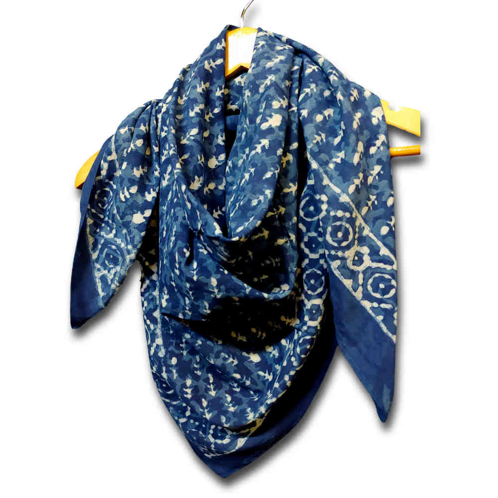 Large Cotton Block Print Dabu Summer Scarf for Women Lightweight Soft Sheer - Sweet Us