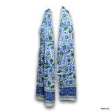 Fiorella Lightweight Soft Cotton Floral Scarf for Women, Emerald Sea