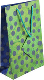 Handcrafted Recycled Paper Polka Dot Gift Bags w/ Gift Tag Set of 6 Green Blue - Sweet Us