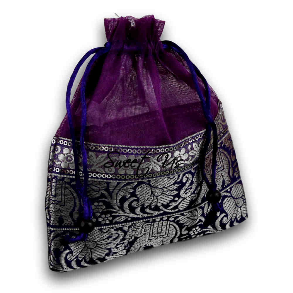 6 pcs Luxurious Wedding Gift Pouches Party Favor Organza Gift Bag Jewelry Bag