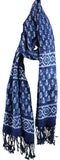 Large Scarf for Women Lightweight Soft Sheer Dabu Floral Shawl Stole Indigo Blue - Sweet Us