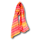 Large Scarf for Women Lightweight Soft Sheer Striped Silk Scarf Copper Orange - Sweet Us