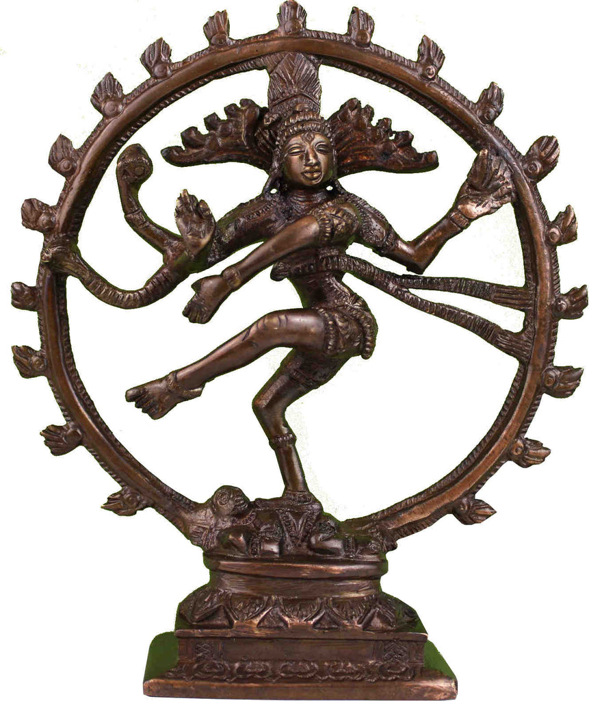 Handcarfted Hindu God Shiva Nataraja Dancing God Brass Statue Figurine Sculpture Bronze Finish Home Decor 8 Inches High - Sweet Us