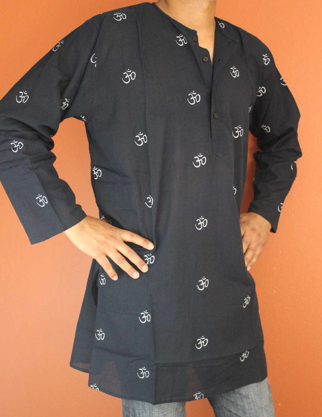 Shirts for Men Tunics for Women Kurta Om Shirt Soft Cotton Black Blue White - Sweet Us