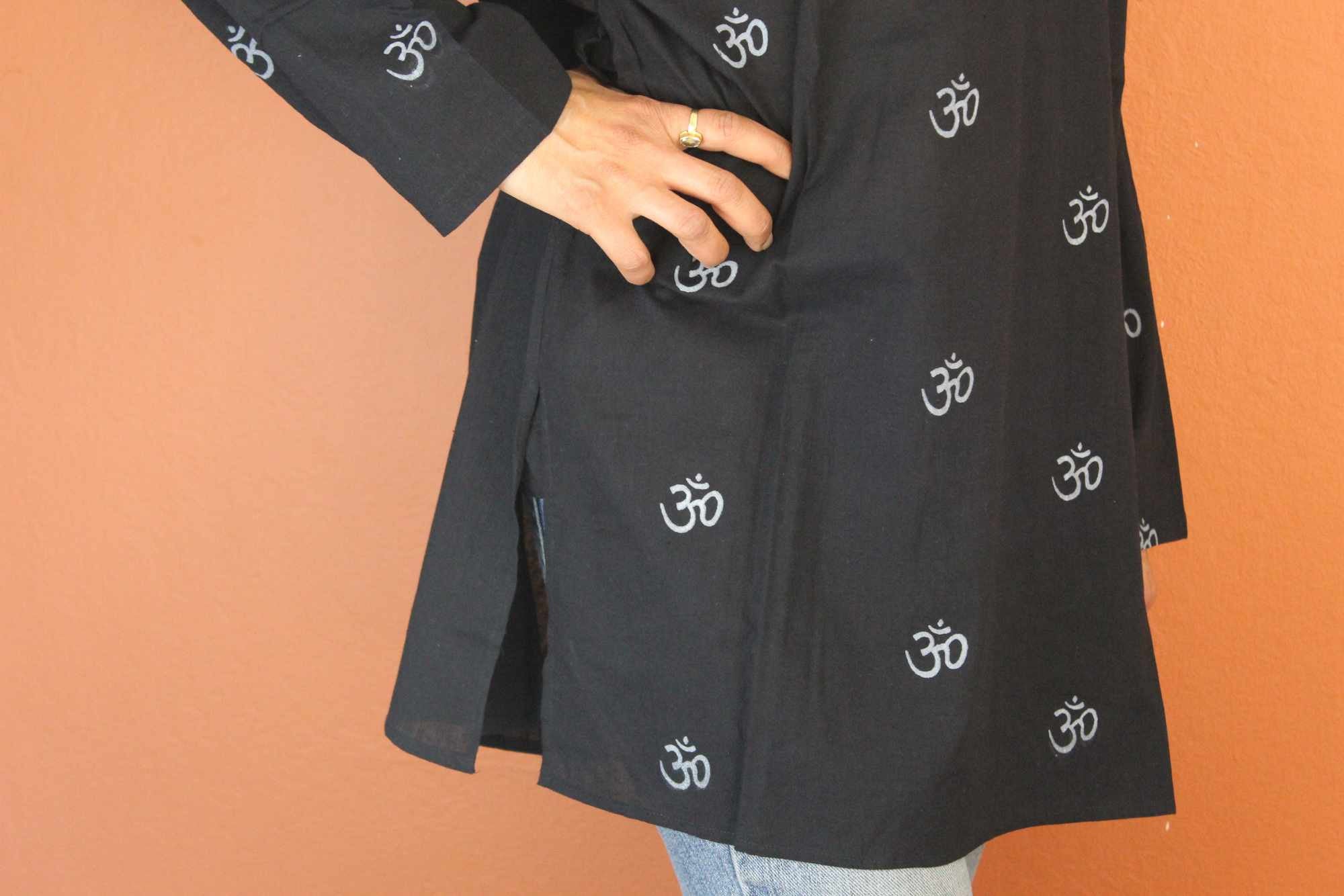 Shirts for Men Tunics for Women Kurta Om Shirt Soft Cotton Black Blue White - Sweet Us