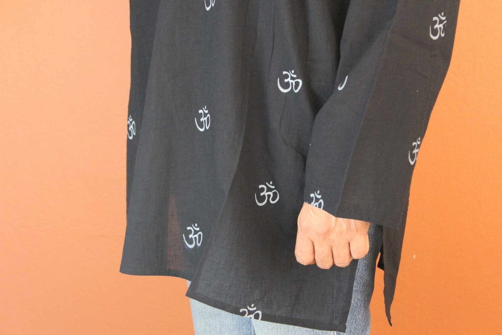 Shirts for Men Tunics for Women Kurta Om Shirt Soft Cotton Black Blue White - Sweet Us