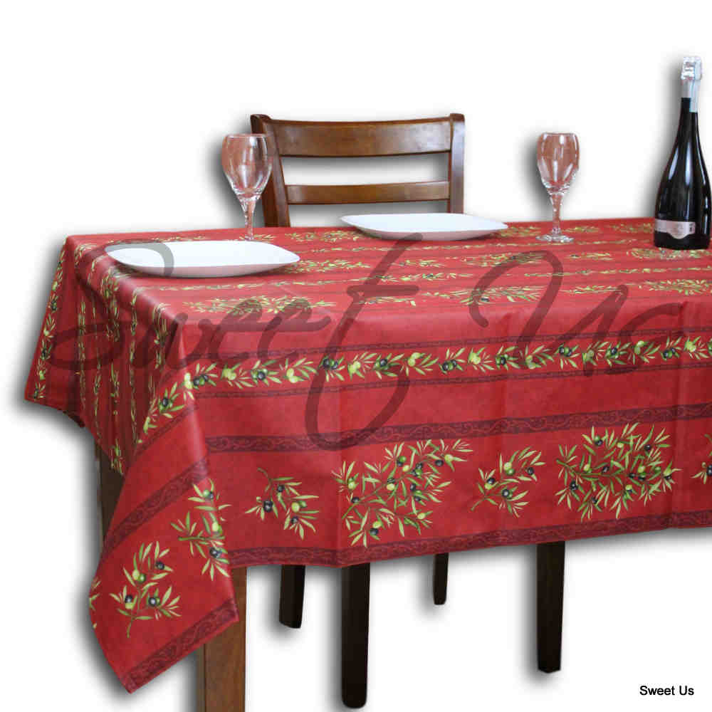 Wipeable Tablecloth Rectangle Spillproof French Acrylic Coated Clos De Oliviers