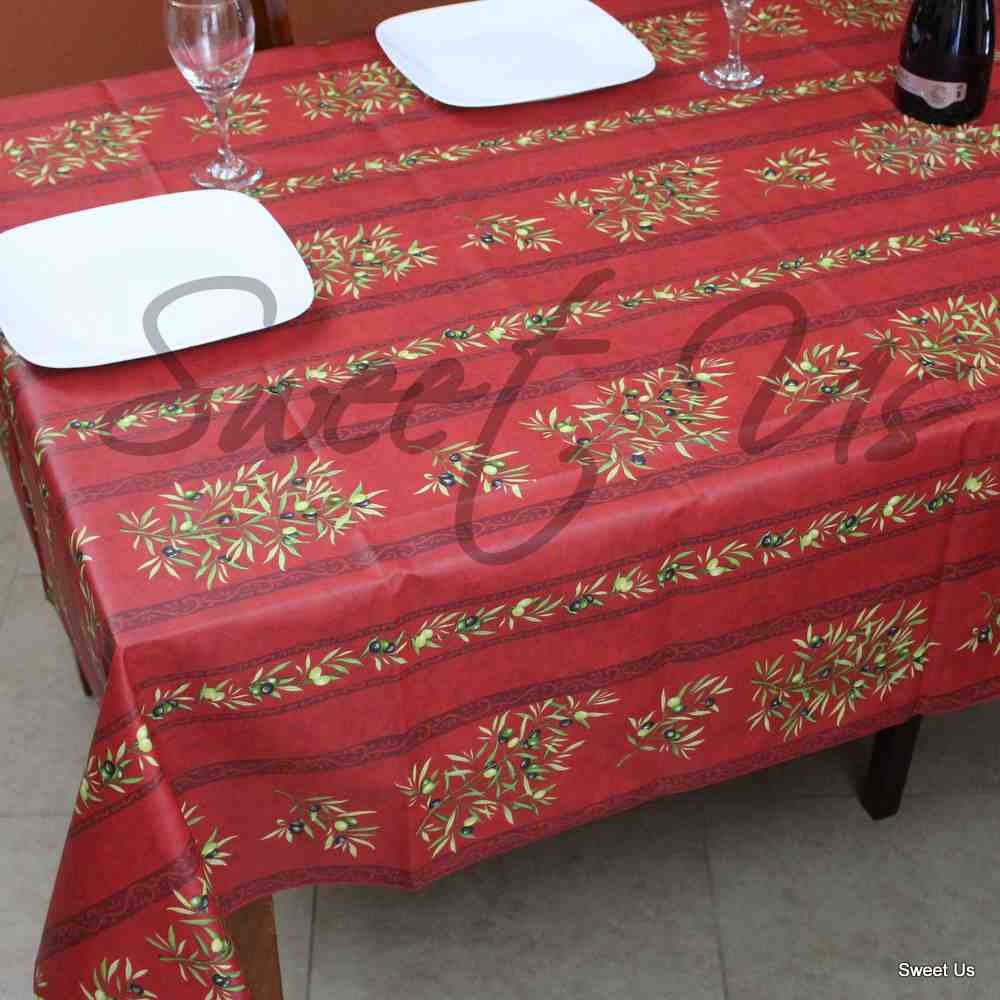 Wipeable Tablecloth Rectangle Spillproof French Acrylic Coated Clos De Oliviers