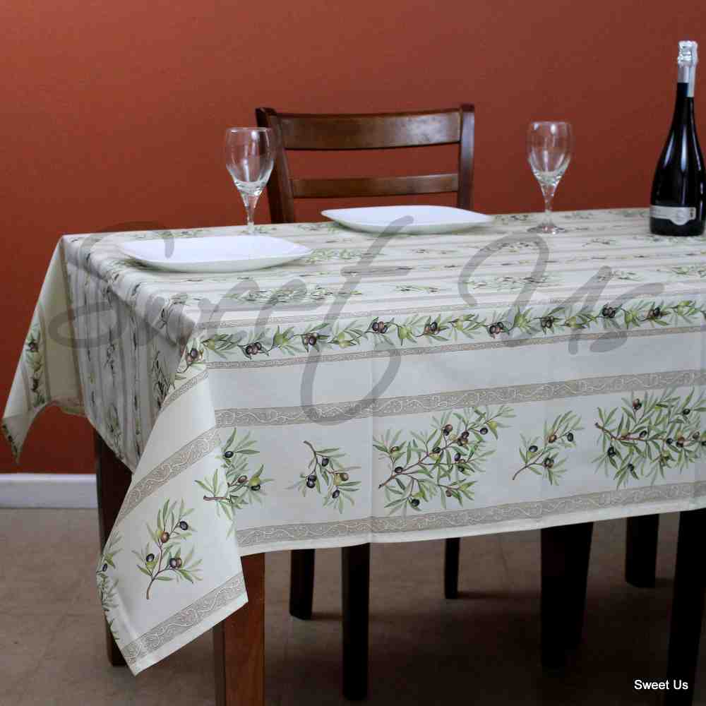 Wipeable Tablecloth Rectangle Spillproof French Acrylic Coated Clos De Oliviers