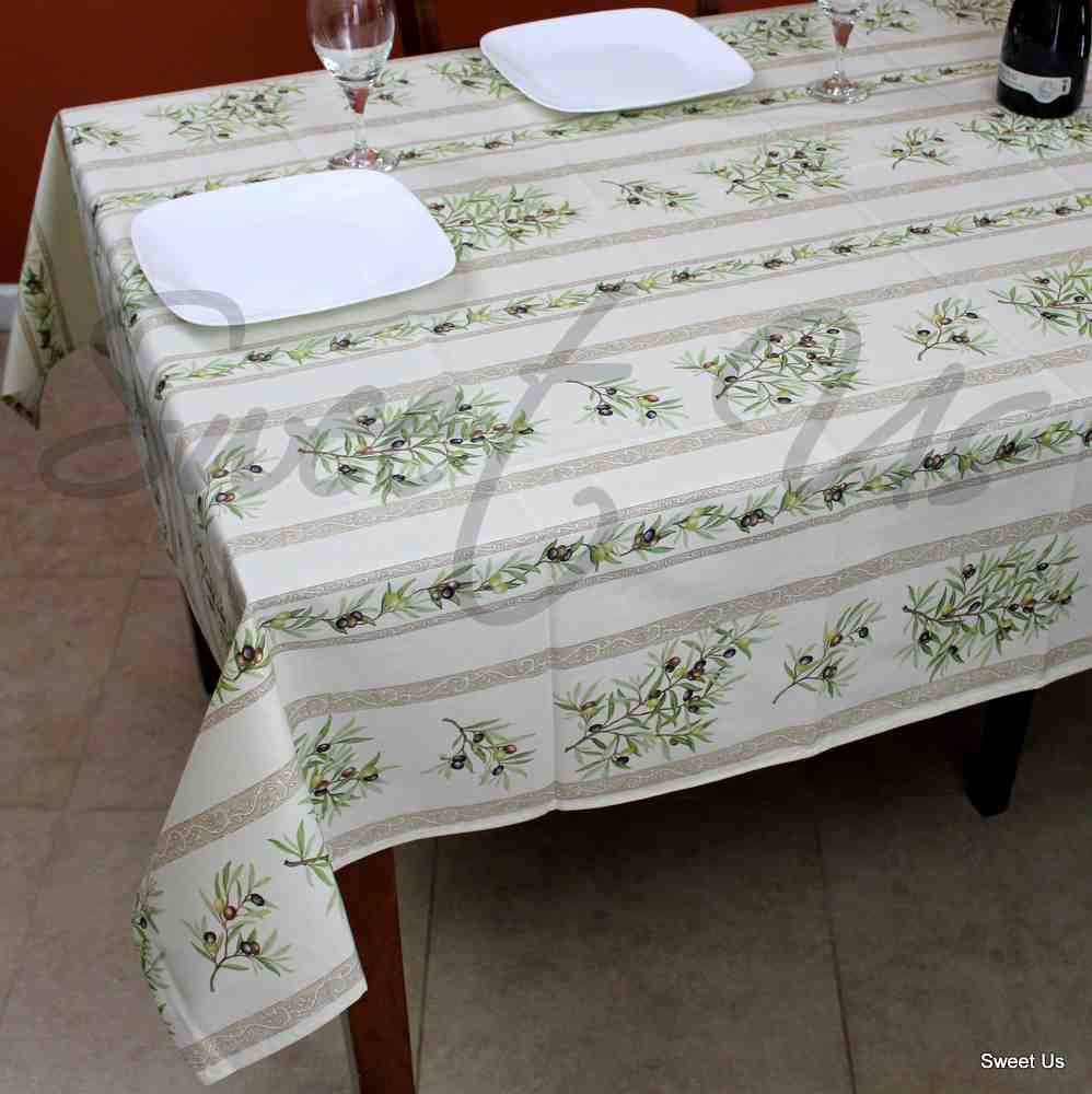 Wipeable Tablecloth Rectangle Spillproof French Acrylic Coated Clos De Oliviers