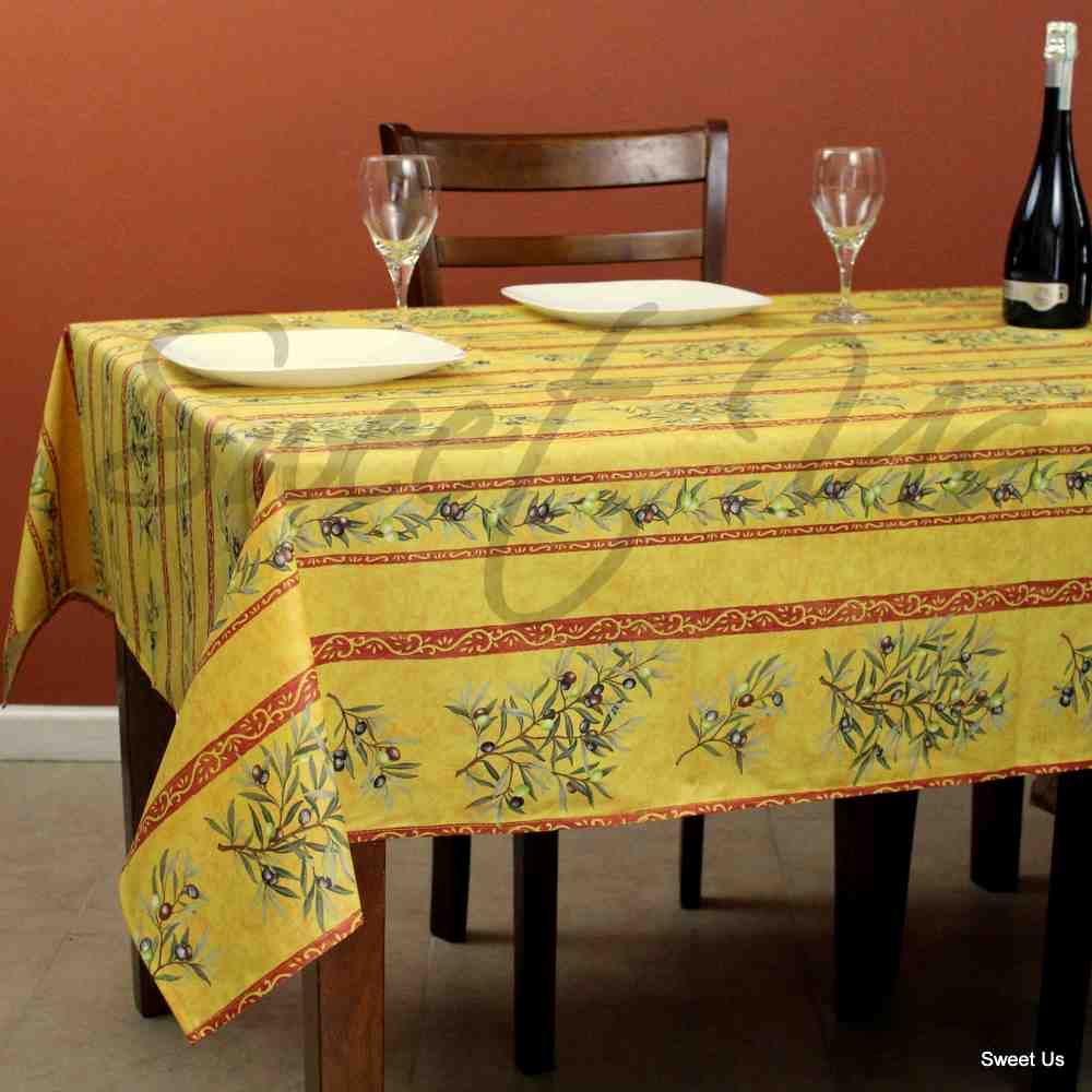 Wipeable Tablecloth Rectangle Spillproof French Acrylic Coated Clos De Oliviers