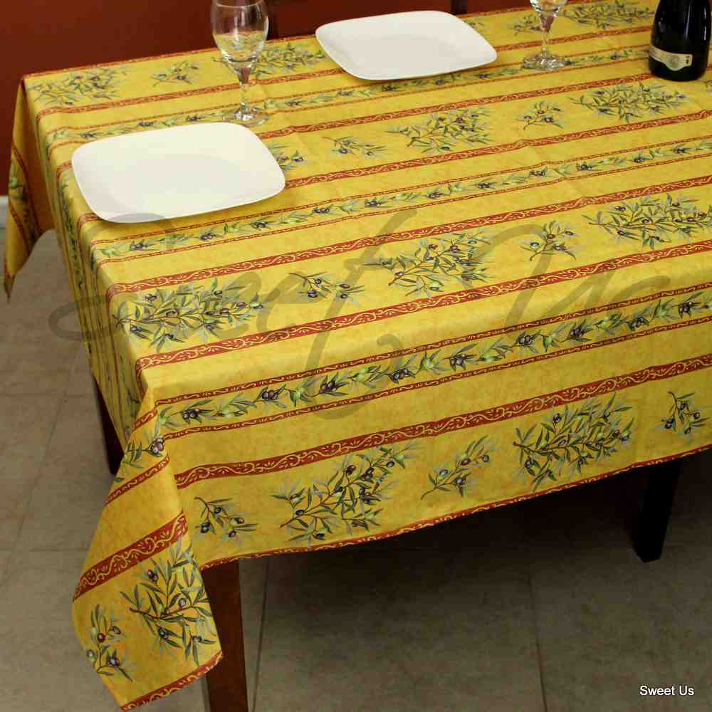 Wipeable Tablecloth Rectangle Spillproof French Acrylic Coated Clos De Oliviers