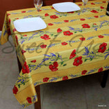 Wipeable Tablecloth Rectangle Spillproof French Acrylic Coated Poppy, Yellow