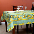 Wipeable Acrylic Coated Cotton Tablecloth Rectangle Lemon Blue, Green, Orange - Sweet Us