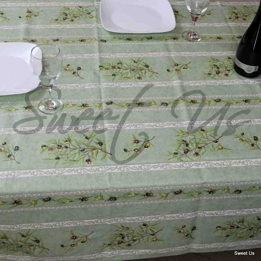 Wipeable Tablecloth Rectangle Spillproof French Acrylic Coated Clos De Oliviers