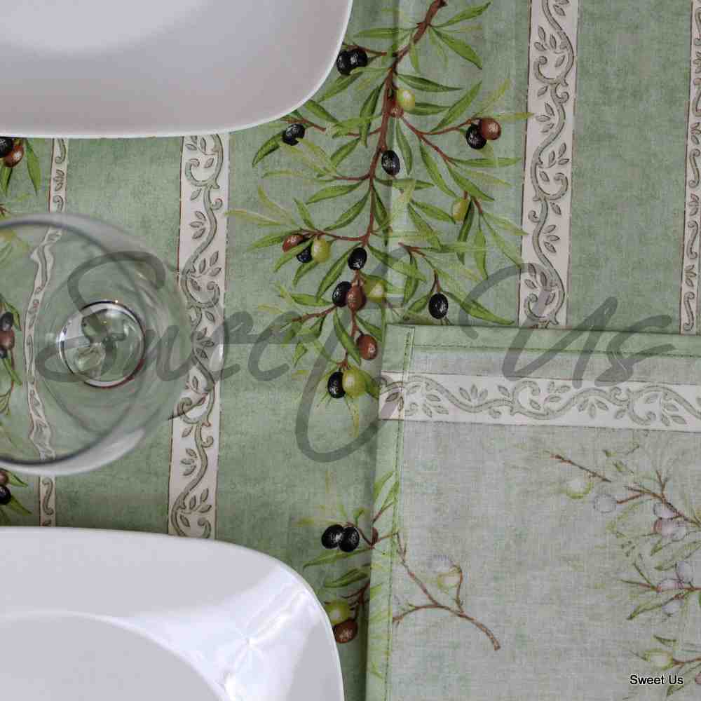 Wipeable Tablecloth Rectangle Spillproof French Acrylic Coated Clos De Oliviers