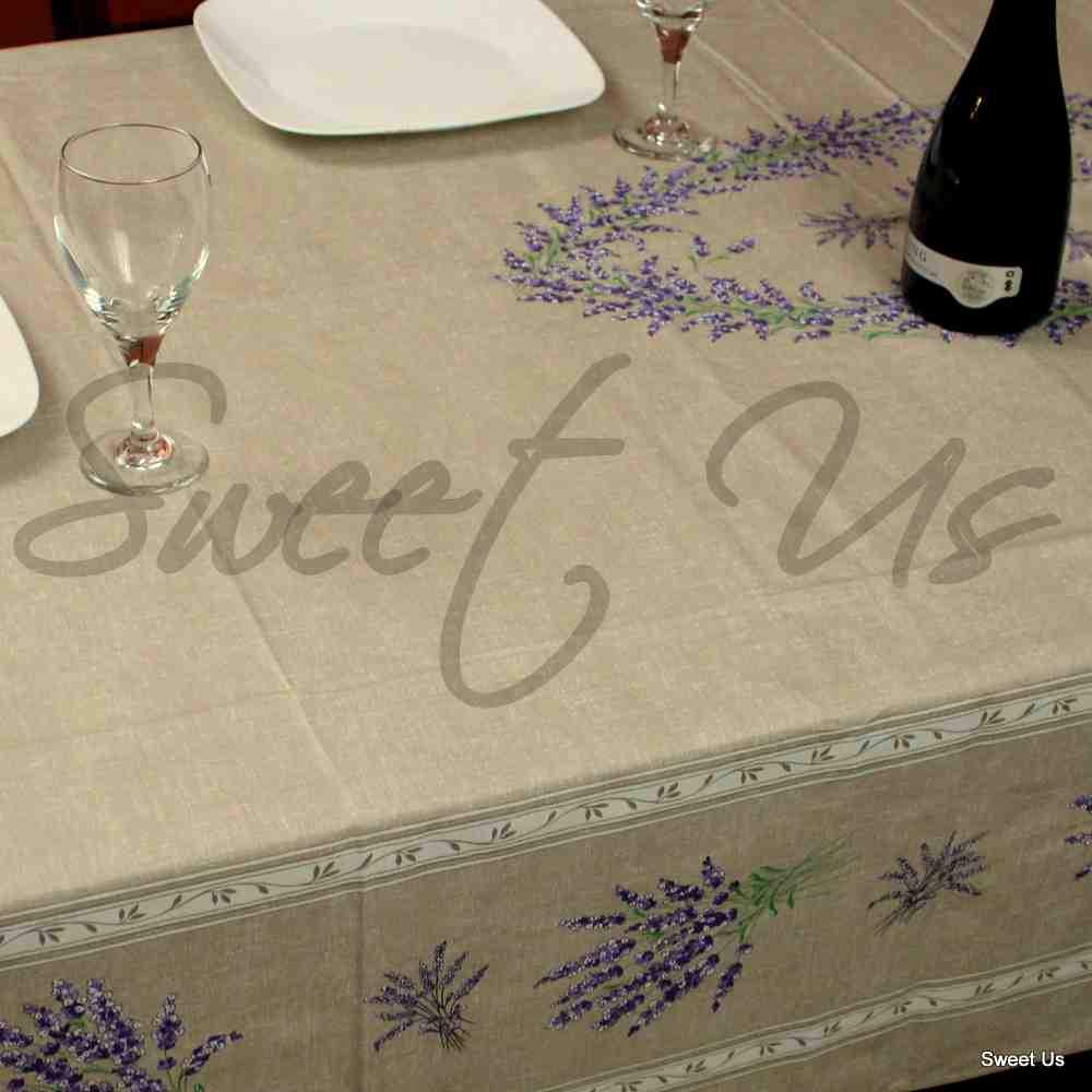 Wipeable Tablecloth Rectangle French Provencal Acrylic Coated Cotton Lavender