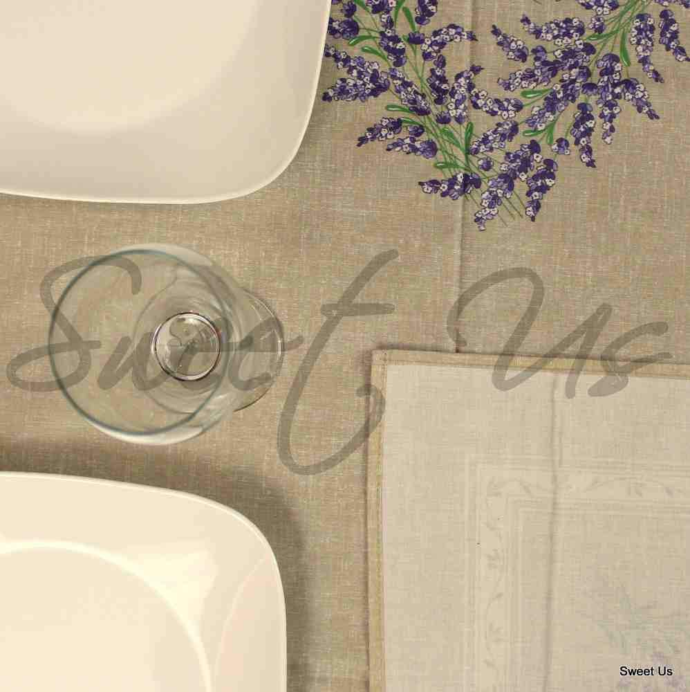 Wipeable Tablecloth Rectangle French Provencal Acrylic Coated Cotton Lavender
