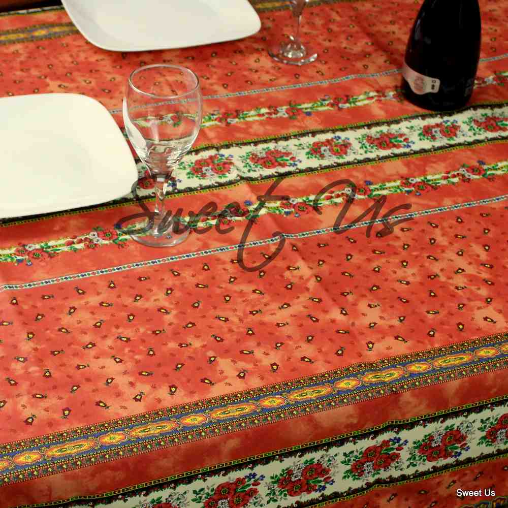 Wipeable Tablecloth Square French Provencal Acrylic Coated Cotton Floral Yellow