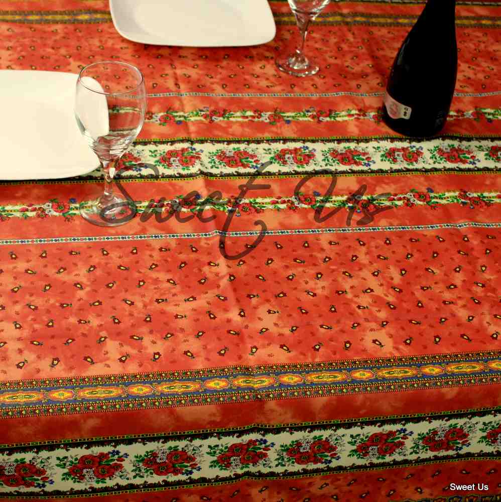 Wipeable Tablecloth Square French Provencal Acrylic Coated Cotton Floral Yellow