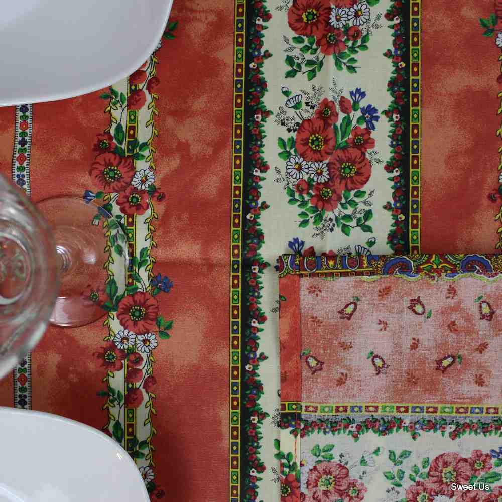 Wipeable Tablecloth Square French Provencal Acrylic Coated Cotton Floral Yellow