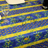 Wipeable Tablecloth Rectangle Spillproof French Acrylic Coated Blue Bees