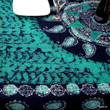 Cotton Batik Floral Tablecloth Rectangle 70x106 Blue Purple Turquoise