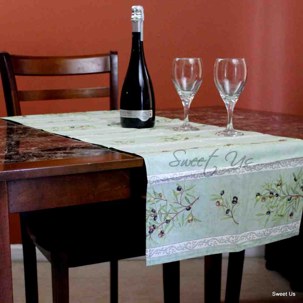 Wipeable Table Runner Spillproof French Acrylic Coated Clos De Oliviers