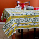 Wipeable Tablecloth Rectangle Spill Resitant French Acrylic Coated Fleur Oliviers