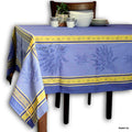 Wipeable Jacquard Tablecloth Rectangle Spill Resistant French Cotton Blue Olive - Sweet Us