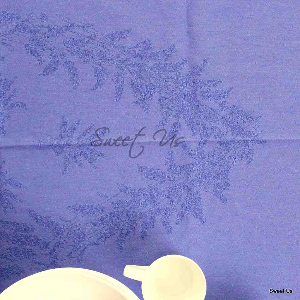 Wipeable Jacquard Tablecloth Rectangle Spill Resistant French Cotton Blue Olive