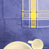 Wipeable Jacquard Tablecloth Rectangle Spill Resistant French Cotton Blue Olive