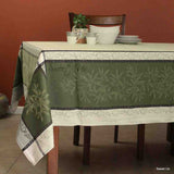 Wipeable Jacquard Tablecloth Rectangle Spill Resistant French Cotton, Green