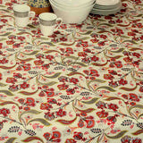 Wipeable Tablecloth Rectangle Spill Resistant French Acrylic Coated Floral Red