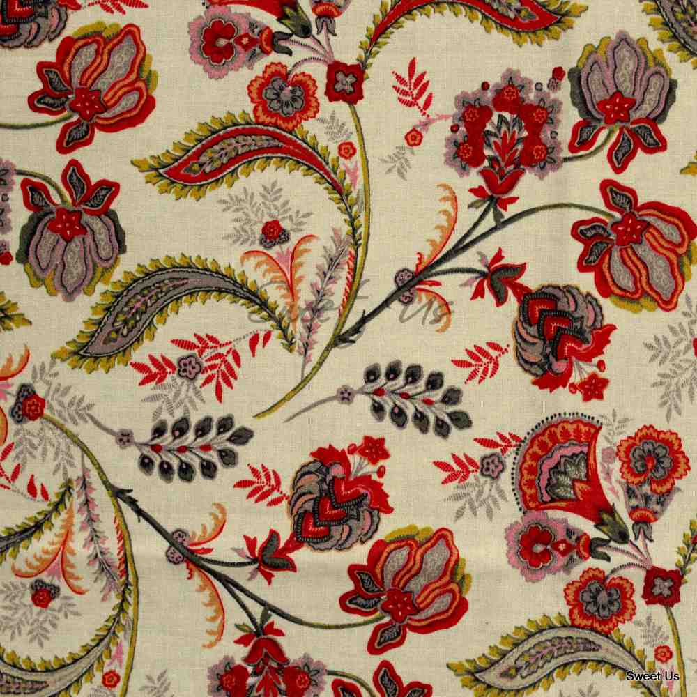 Wipeable Tablecloth Rectangle Spill Resistant French Acrylic Coated Floral Red