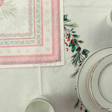 Wipeable Tablecloth Christmas White Red Spill Resistant French Acrylic Coated