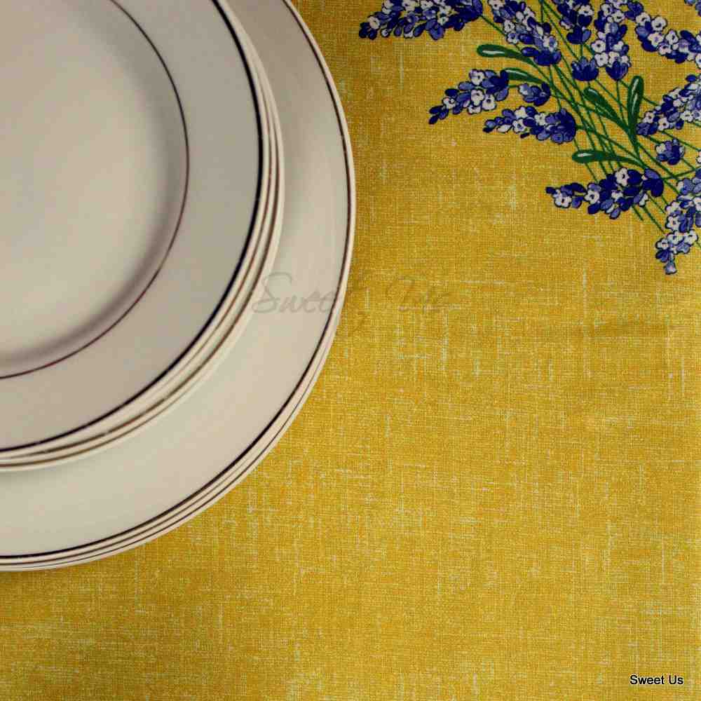 Wipeable Tablecloth Rectangle French Provencal Acrylic Coated Cotton Lavender