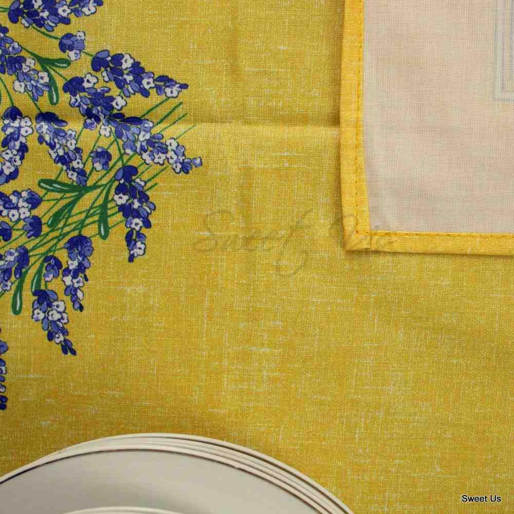 Wipeable Tablecloth Rectangle French Provencal Acrylic Coated Cotton Lavender